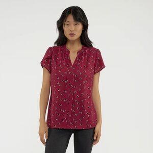 41 Hawthorn Red Relaxed Buttoned Blouse